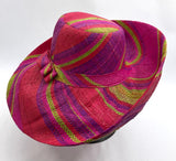 Raffia Curve Brim Hat Standard Brim in Rosy Apple Madagascan
