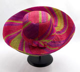Raffia Curve Brim Hat Standard Brim in Rosy Apple Madagascan