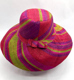 Raffia Curve Brim Hat Standard Brim in Rosy Apple Madagascan