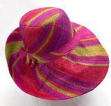 Raffia Curve Brim Hat Standard Brim in Rosy Apple Madagascan