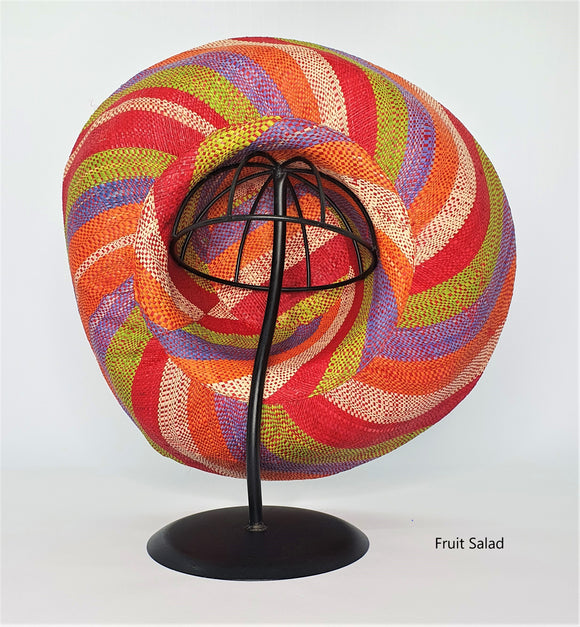 Raffia Curve Brim Hat Standard Brim in Fruit Salad Madagascan