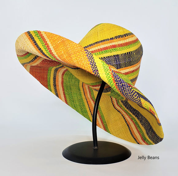 Raffia Curve Brim Hat Standard Brim in Jelly Beans Madagascan