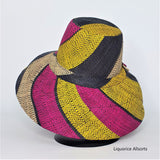 Raffia Curve Brim Hat Striped |Madagascan