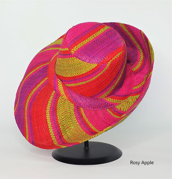 Raffia Curve Brim Hat in Rosy Apple