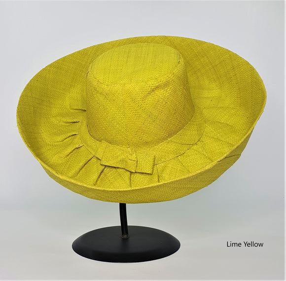 Raffia Curve Brim Hat in Lime Yellow