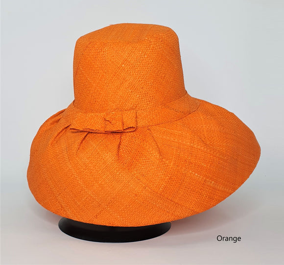 Raffia Curve Brim Hat Standard Brim in Orange Madagascan