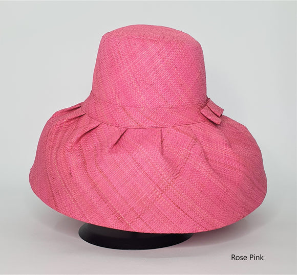 Raffia Curve Brim Hat Standard Brim in Rose Pink Madagascan