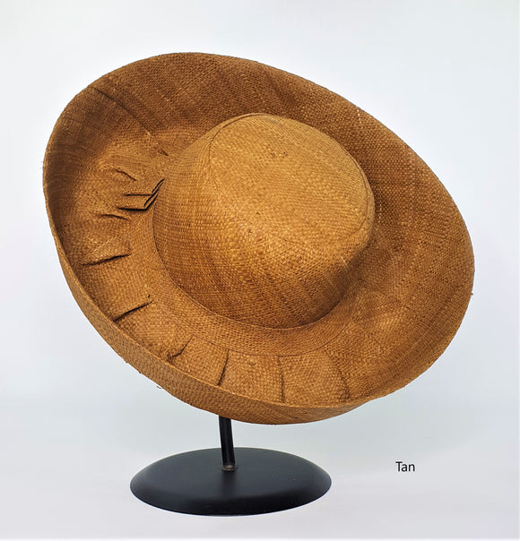 Raffia Curve Brim Hat Standard Brim in Tan Madagascan