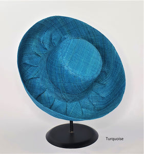 Raffia Curve Brim Hat Standard Brim in Peacock Blue Madagascan