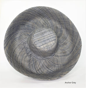 Raffia Curve Brim Hat Large Brim in Anchor Grey Madagascan