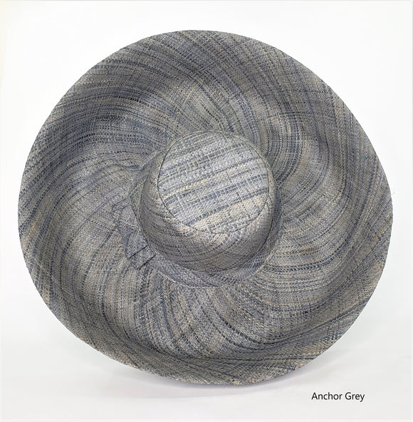 Raffia Curve Brim Hat Large Brim in Anchor Grey Madagascan
