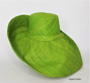 Raffia Curve Brim Hat Large Brim in Apple Green Madagascan