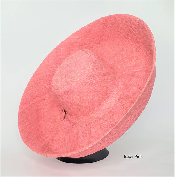 Raffia Curve Brim Hat Large Brim in Baby Pink Madagascan