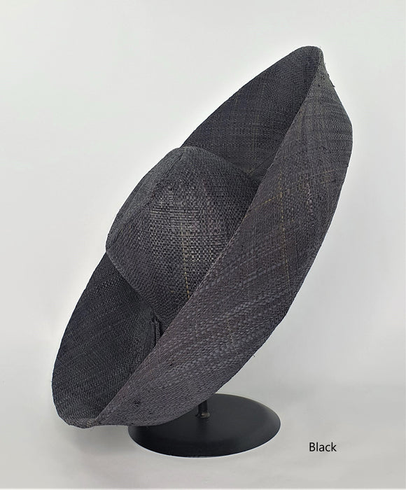 Raffia Curve Brim Hat Large Brim in Black