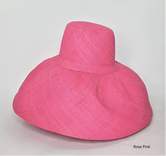 Raffia Curve Brim Hat Large Brim in Rose Pink