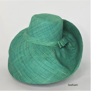 Raffia Curve Brim Hat Large Brim in Seafoam