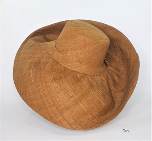 Raffia Curve Brim Hat Large Brim in Tan Madagascan