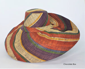Raffia Curve Brim Hat Large Brim in Chocolate Box Madagascan