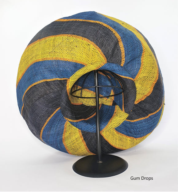 Raffia Curve Brim Hat Large Brim in Gum Drops Madagascan