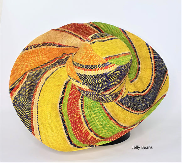 Raffia Curve Brim Hat Large Brim in Jelly Bean Madagascan