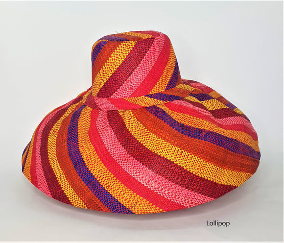 Raffia Curve Brim Hat Large Brim in Lollipop Madagascan