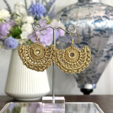 Lace Fan Crochet Earrings (Gold Coloured Hooks)