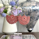 Lace Fan Crochet Earrings (Gold Coloured Hooks)