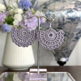 Lace Fan Crochet Earrings (Silver Coloured Hooks)