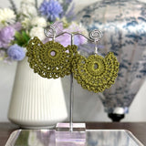 Lace Fan Crochet Earrings (Silver Coloured Hooks)