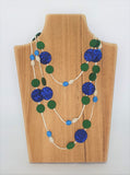 LONG SILK NECKLACE WITH IKAT CIRCLES 1.8m Khmer Cambodian