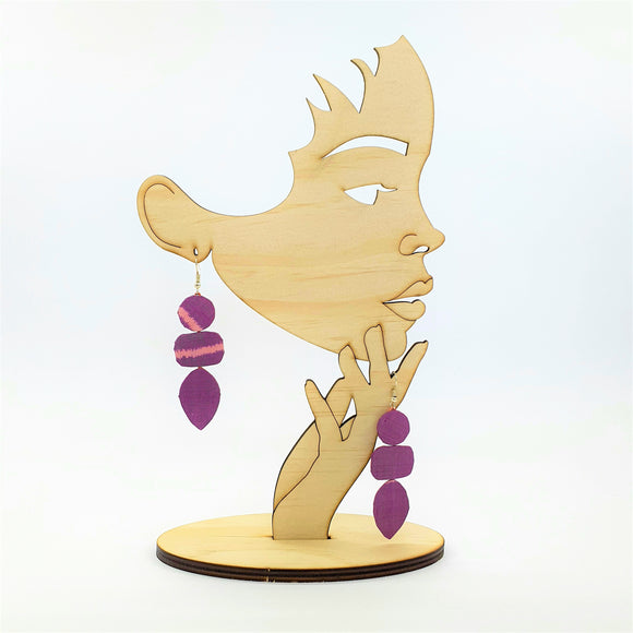 Long Silk Earrings in Mauve Cambodian