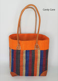 RAFFIA BASKET STRIPES SMALL Madagascan