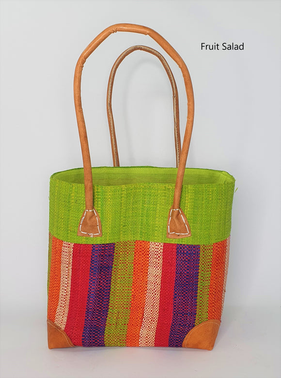 Striped Raffia Basket Small in Fruit Salad