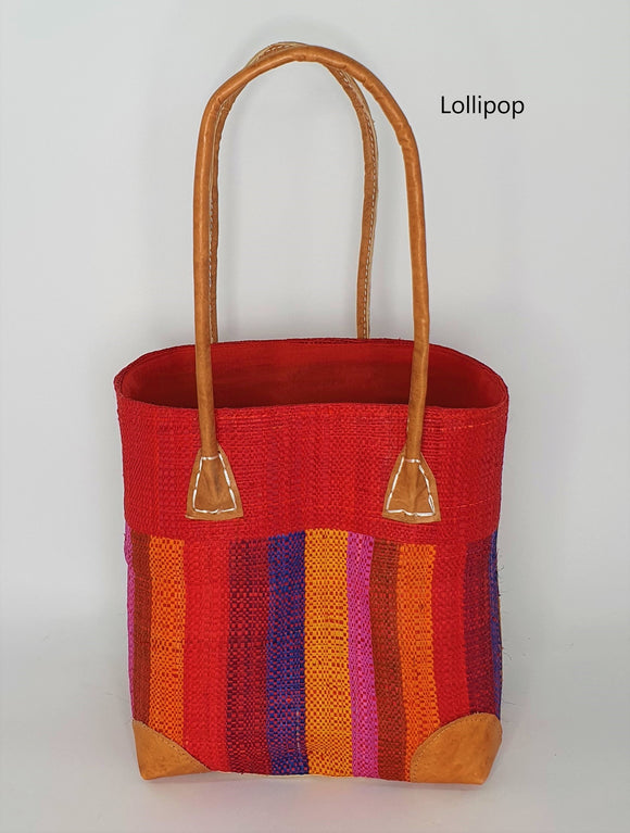 Striped Raffia Basket Small in Lollipop