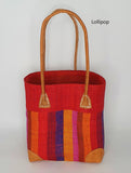 RAFFIA BASKET STRIPES SMALL Madagascan