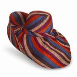 Raffia Curve Brim Hat Large Brim in Candy Cane Madagascan