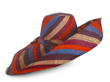 Raffia Curve Brim Hat Large Brim in Candy Cane Madagascan