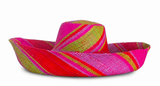 Raffia Curve Brim Hat Large Brim in Rosy Apple Madagascan