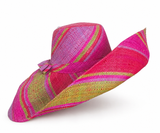Raffia Curve Brim Hat Large Brim in Rosy Apple Madagascan