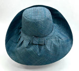 Raffia Curve Brim Hat Standard Brim in Steel Blue Madagascan