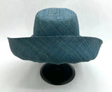 Raffia Curve Brim Hat Standard Brim in Steel Blue Madagascan