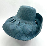 Raffia Curve Brim Hat Standard Brim in Steel Blue Madagascan