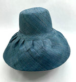 Raffia Curve Brim Hat Standard Brim in Steel Blue Madagascan