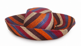 Raffia Curve Brim Hat Standard Brim in Candy Cane Madagascan