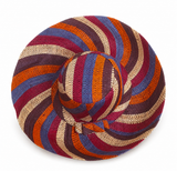 Raffia Curve Brim Hat Standard Brim in Candy Cane Madagascan