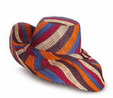 Raffia Curve Brim Hat Standard Brim in Candy Cane Madagascan