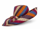 Raffia Curve Brim Hat Standard Brim in Candy Cane Madagascan