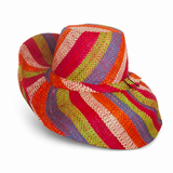 Raffia Curve Brim Hat Standard Brim in Fruit Salad Madagascan