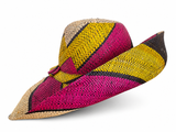 Raffia Curve Brim Hat Standard Brim in Liquorice Allsorts Madagascan