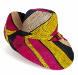 Raffia Curve Brim Hat Standard Brim in Liquorice Allsorts Madagascan
